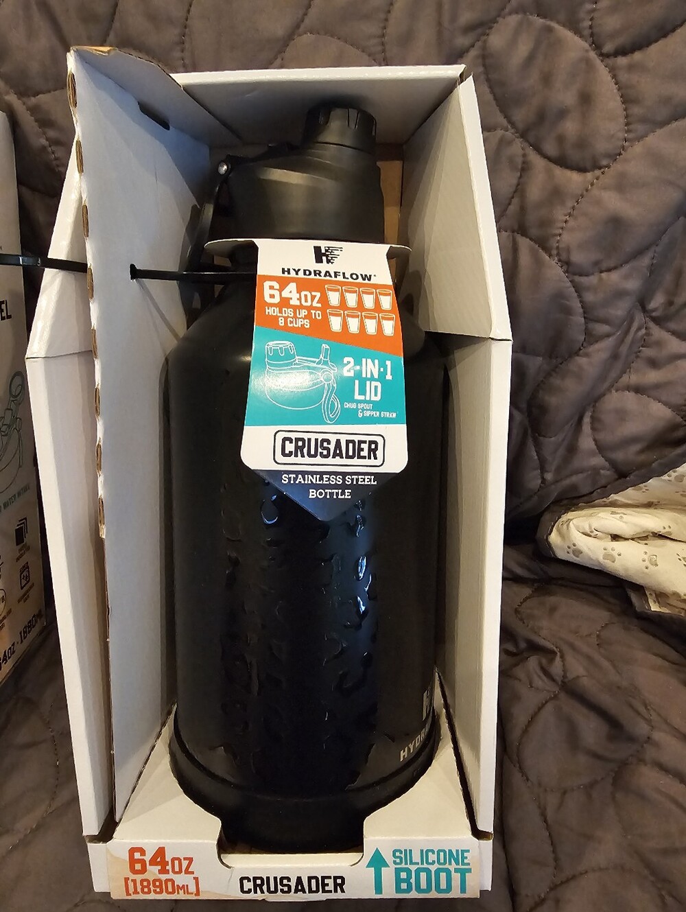 HydraFlow Black Leopard Print Crusader 64oz Stainless Steel Water Bottle